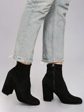 Steve Madden Actual Ankle Boots Vegan Suede In Black Sz 10